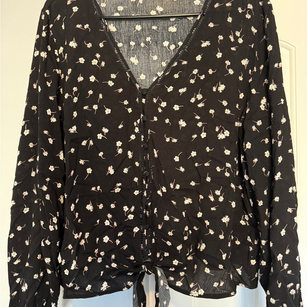 Hippie Rose Black Floral Blouse